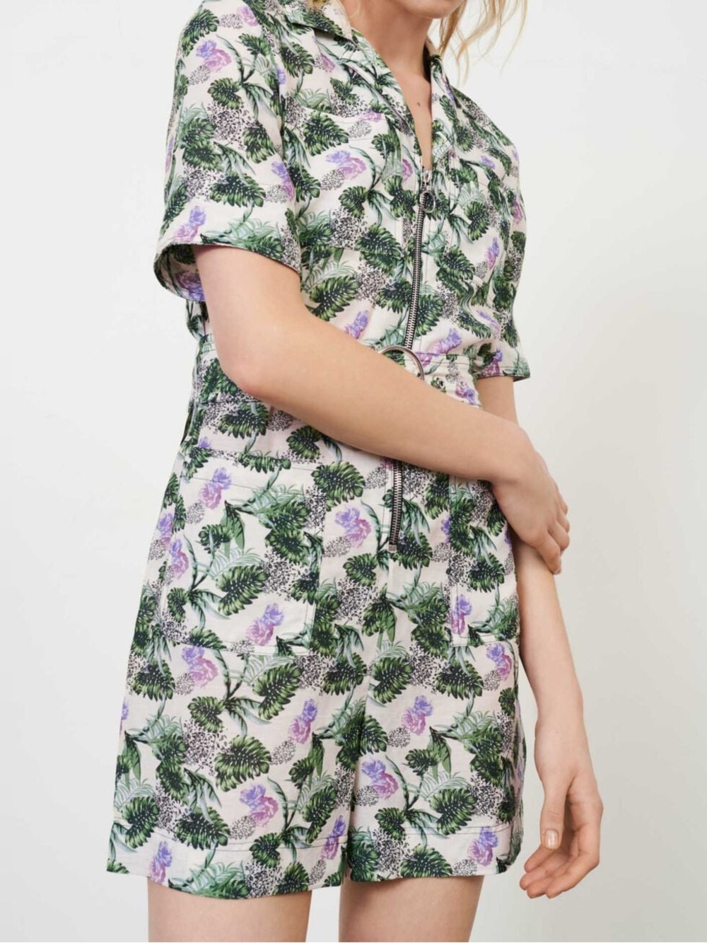Maje‎ Izer Floral Print Viscose Linen Romper Size 40